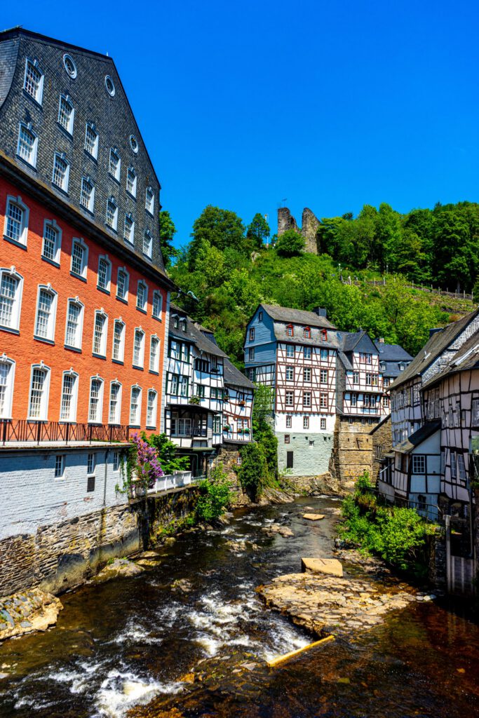 Black Forest and Baden-Baden daytrip from Frankfurt - Historic Monschau town with half-timbered houses along the river